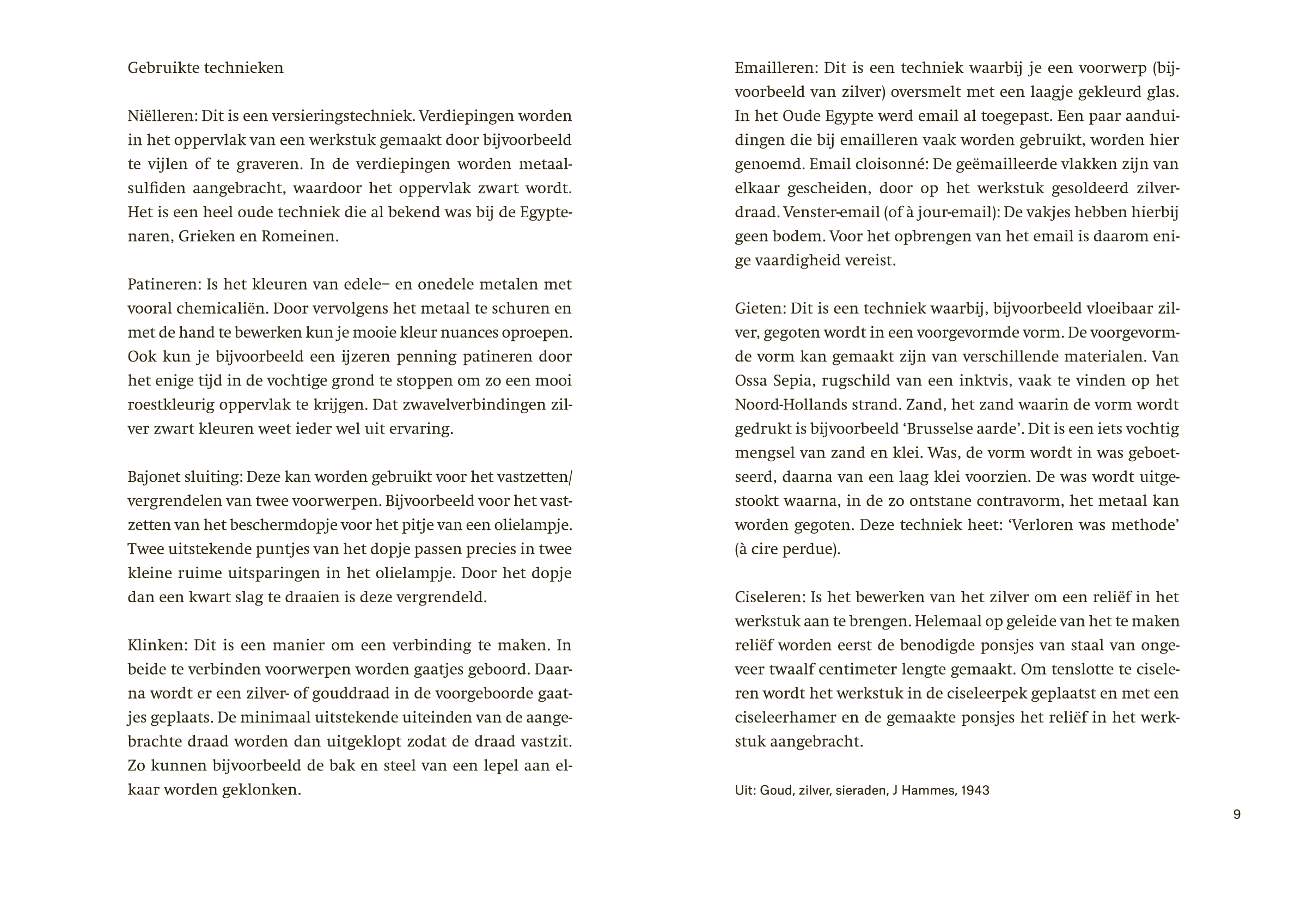 opengeslagen boek met tekst - edelsmeden - Jan Stoker ·  grafisch vormgegeven door Sanne Beeren